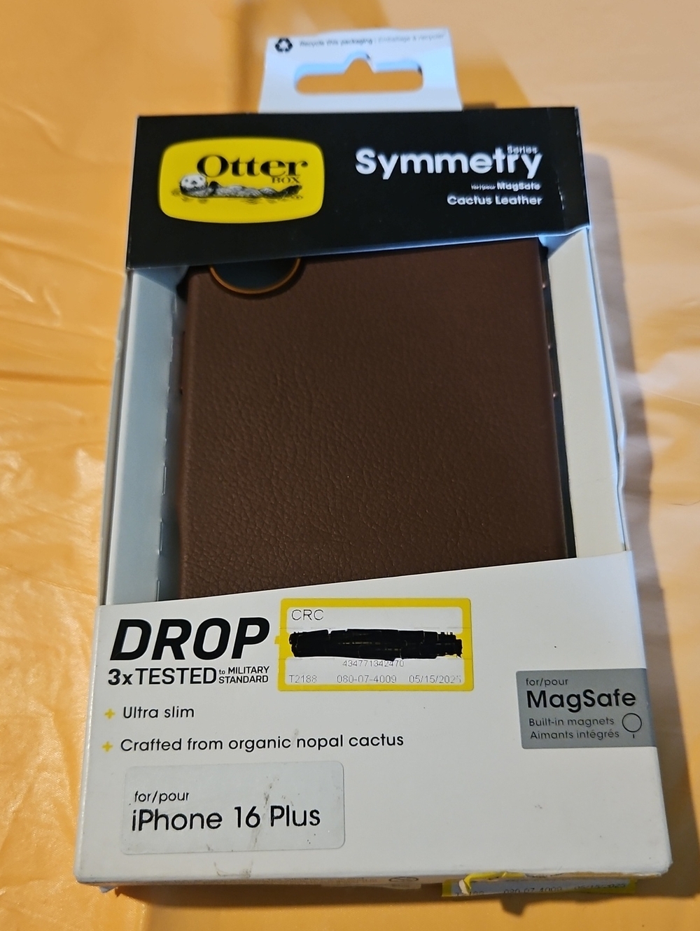 OtterBox iPhone 16 PLUS Symmetry Series Case with MagSafe - BROWN CACTUS LEATHER